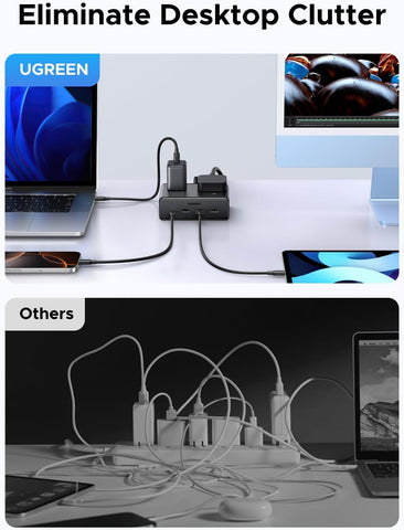 UGREEN 1.5m Cube Extension Lead with 2 UK Sockets, 3 USB-A & 1 USB-C Ports – Keep Your Everyday Essentials Charged Without the Cable Clutter