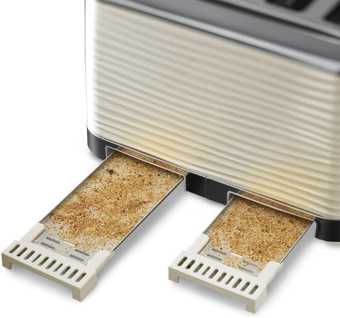 Inspire 4 Slice Toaster Cream – Extra Wide Slots, High Lift, 6 Browning Levels, 1800W, LED Buttons, Premium Textured Finish