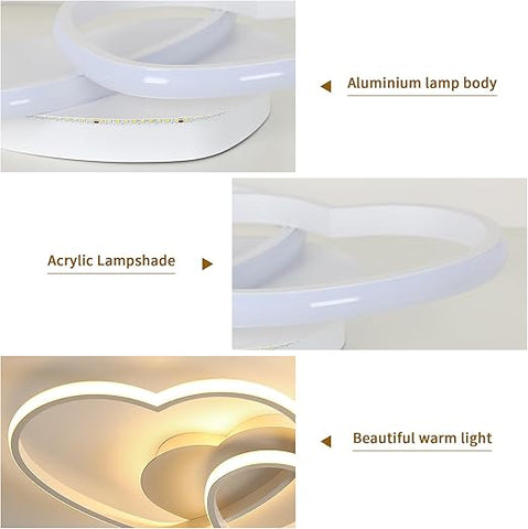 64W Heart-Shaped Dimmable LED Ceiling Light Chandelier White with Remote Control for Bedroom, Dining Room, Kitchen