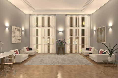 Close-up of modern half-moon wall sconce design



