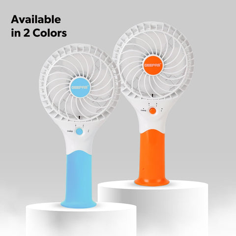 GEEPAS Rechargeable Fan | Mini Portable USB Handheld Fan for Home Office Travel Outdoor Personal Use | 3 Speed Settings 8Hr Run Time | Ultra Quiet Lightweight Air Circulator | 2 Year Warranty Blue