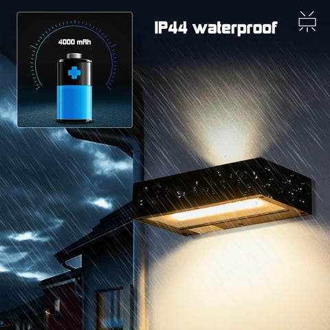 Solar Wall Lights Outdoor Up Down – LED Garden Wall Light Aluminium, 4400mAh Battery, Twilight Sensor