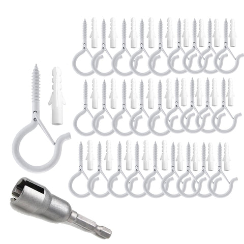 TAIHUIMY Screw Hooks for Outdoor String Lights – Q-Hanger Christmas Rope Light Clips with Safety Buckle for Plants, Wind Chimes & Decorations – Hang Everyday Things with a Little More Confidence