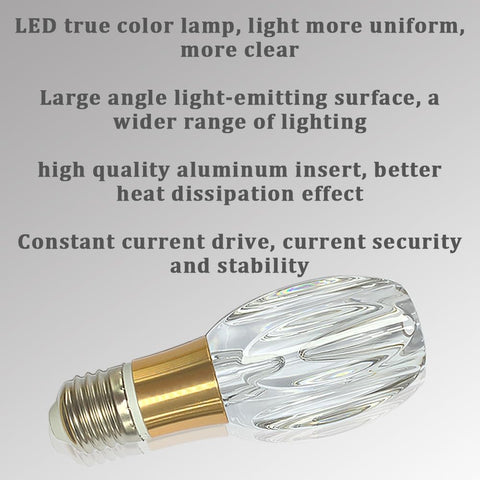 Acrylic Crystal Bulb 5W Edison Screw Light 85-265V, 3000K Warm Light, E27 Base Professional Decorative lamp (1 Count E27-B006) [Energy Class F]