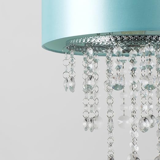 Modern Cylinder Ceiling Pendant Light Shade with Clear Acrylic Jewel Effect Droplets