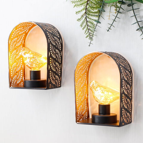 Battery Operated Bird Cage Wall Sconce Set of 2