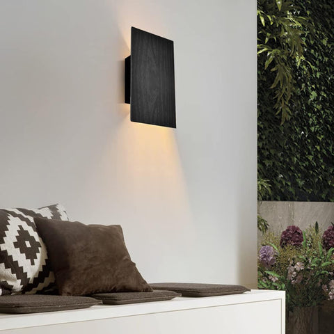 Wall Lamp, Wood, Black Indoor Wall Light with Switch, Vintage Night Light LED Warm White, Wall Lamps in Modern Design for Bedroom, Living Room, Hallway, Staircase, Retro Bedside Lamp, 8W, 1