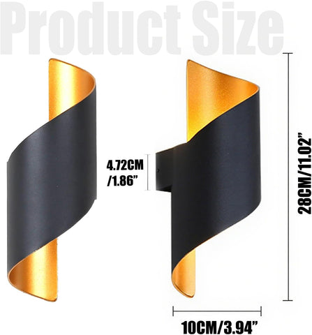 Spiral LED Wall Light 10W Up Down IP65 Black