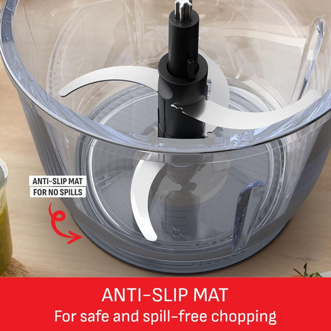 Tefal XXL Electric Chopper, 2L Durable Heat Resistant Glass Bowl, Storage Lid, 4 Stainless Steel Blades, 2 Speeds, Food Processor, Dips, Hummus, Fruit & Vegetable