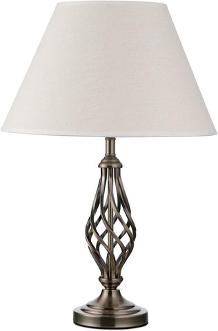 Lighting Supermarket Kingswood Barley Twist Traditional Table Lamp & Shade - Antique Brass