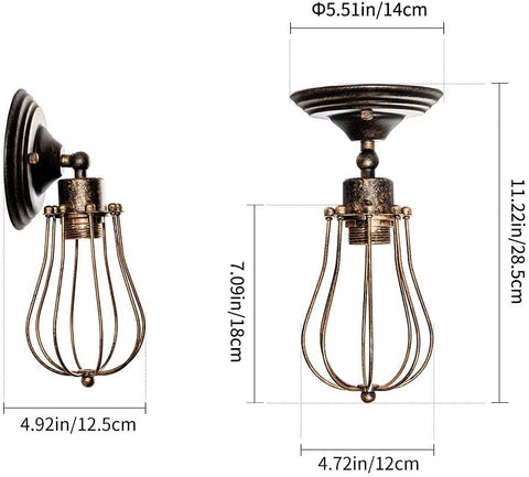 LULING Industrial Wall Sconce Vintage Lighting Adjustable Lamp Rustic Wire Metal Cage Oil Rubbed Wall Light Shade Edison Style Antique Fixture Porch Mirror