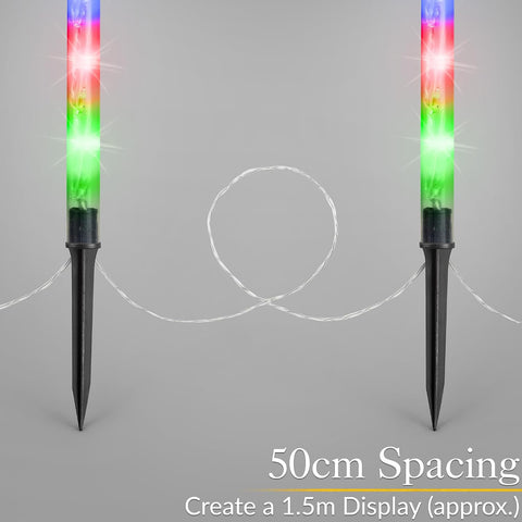 Christow Christmas Star Path Lights, Set of 4, 40 LEDs, Multi-Coloured