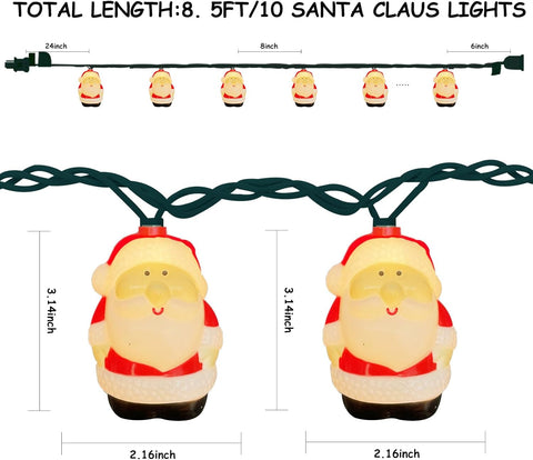 Gothy Santa String Lights 8.5Ft – Plug-in Waterproof Christmas Decorations for Indoor & Outdoor