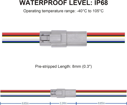 HISports 6-Pin DT Connector Kit, Waterproof DT Electrical Wire Connector 6 Pin Way Sealed Gray Male and Female Auto Waterproof Electrical Wire Connector Plug, for Motorcycle, Scooter, Car, 5 Sets