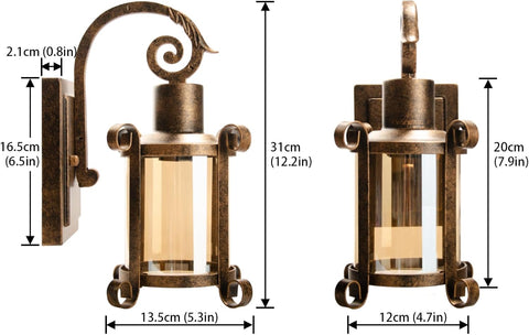 Rustic Amber Glass Wall Sconce Bronze Vintage