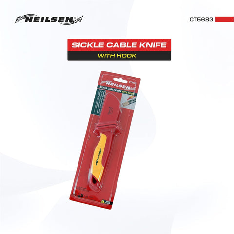 NEILSEN CT5683 VDE Insulated Cable Knife Red – 1000V Hook Blade Electrician Cable Slitting Tool with Ergonomic TPR Handle
