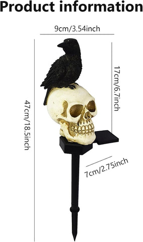 Halloween Pathway Lighting, Solar Garden Light,for 6-8 Hours Solar Powered LED Waterproof Crow Skull Garden Solar Lights Ground Plug-in for Lawn, Patio, Backyard, Look Left
