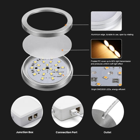 6 LED Under Cabinet Lights 1500LM Warm White Puck Lights – Kitchen Cupboard, Wardrobe & Shelf Lighting – Brighten the Dark Corners You’ve Been Missing