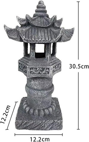 Whychstore Solar Powered Pagoda Lamp, Outdoor Solar Powered Pagoda Garden Lantern, Zen Spire Statue Lamp, For Lawn Path