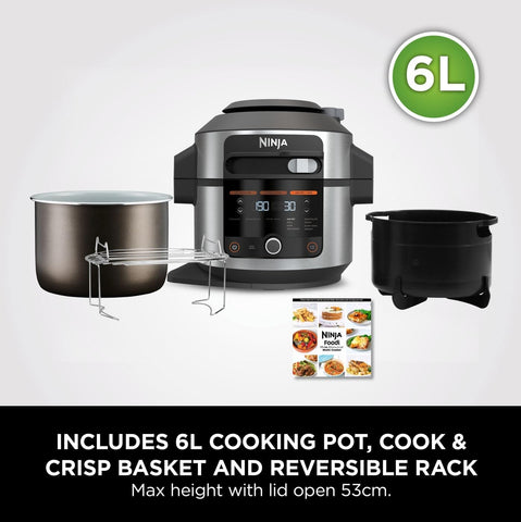 Foodi 11-in-1 SmartLid Multi-Cooker 6L – Electric Pressure Cooker & Air Fryer with Reversible Rack – Stainless Steel/Black