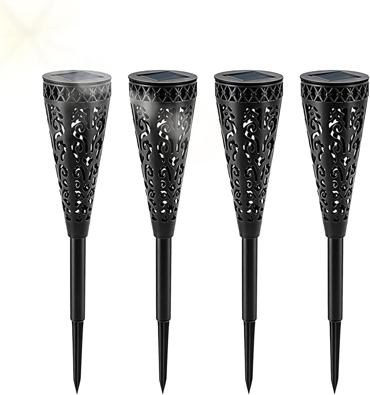 Solar Pathway Lights, 4 Piece LED with Hollow Out Waterproof Design, Landsc