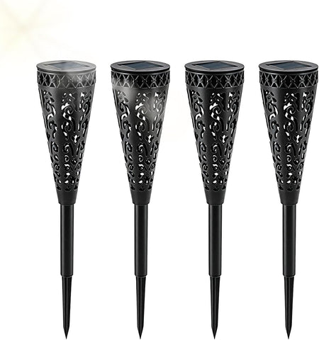 Solar Pathway Lights, 4 Piece LED with Hollow Out Waterproof Design, Landsc