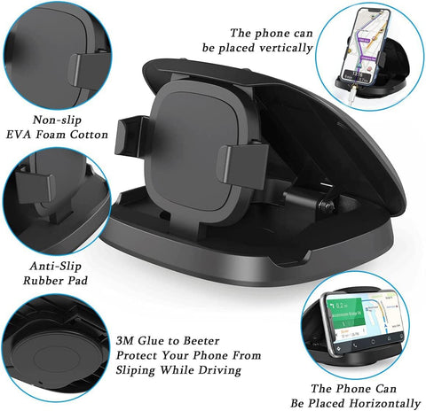 Car Dashboard Phone Holder with 360° Rotation