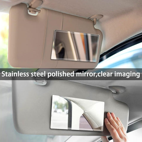 Auto Sun Visor HD Makeup Mirror – Portable Stainless Steel Car Cosmetic Mirror