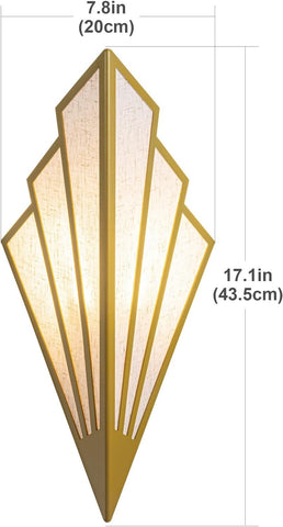 Set of 2 Gold Battery Operated Wall Sconces with Remote Dimmable LED Lights