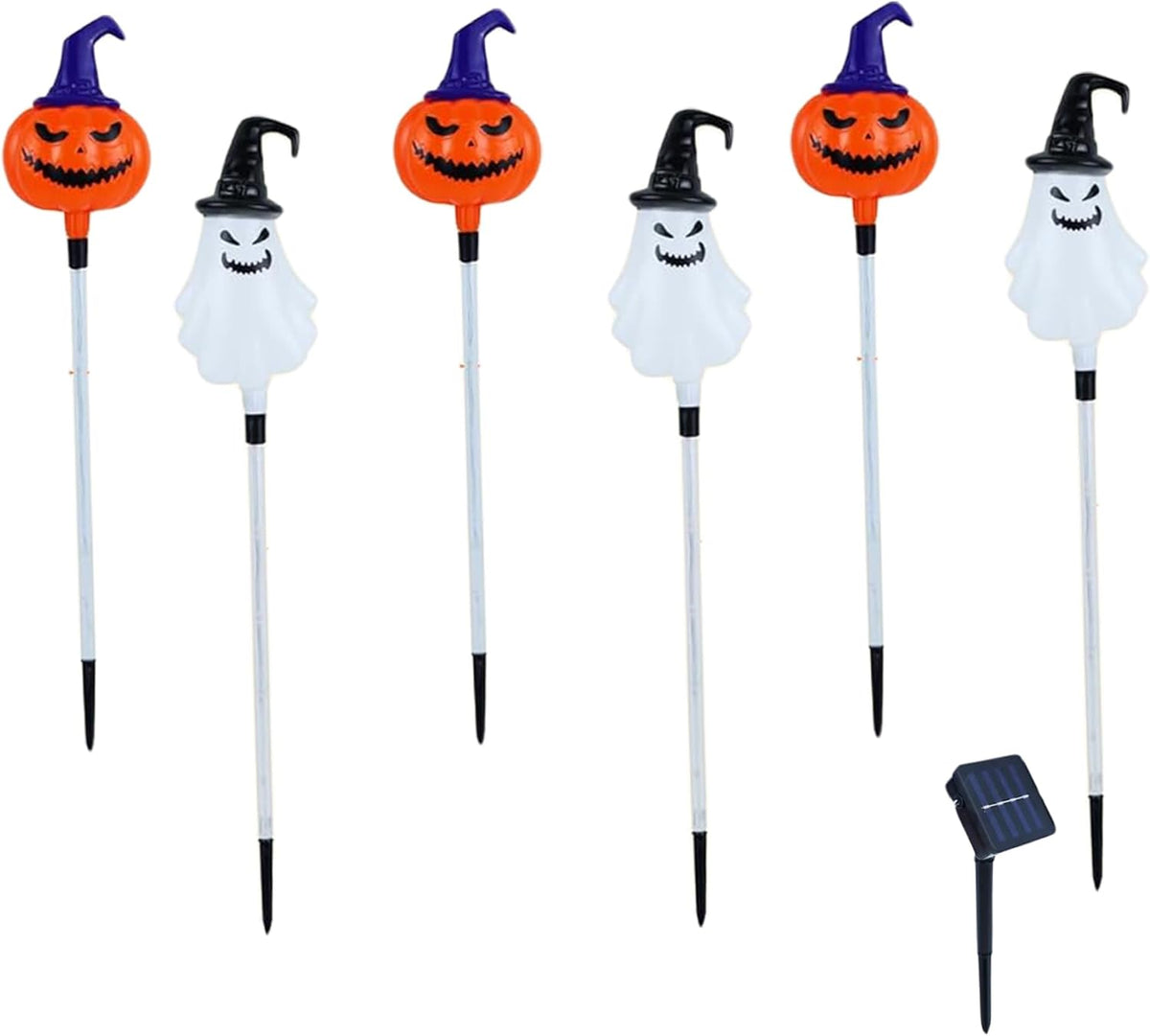 Halloween Solar Lights Outdoor, Halloween Yard Stakes with 6Pcs Ghosts Pumpkin Solar Lights, 8 for Yard, Garden, Decorations