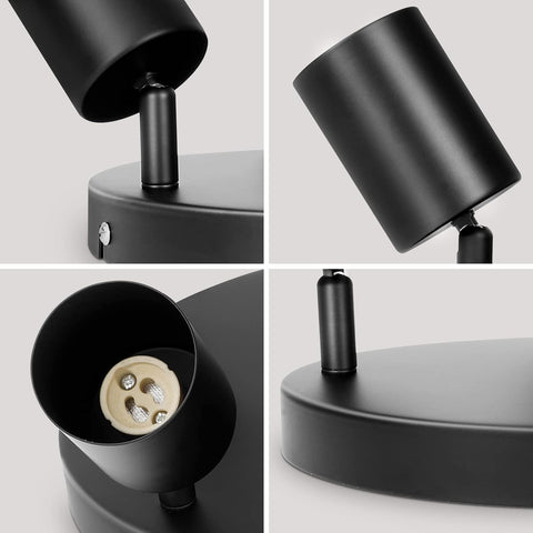 Black lamp with socket and bulb on a light gray background