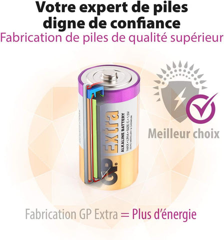 GP Extra battery with cross-section view on a light background