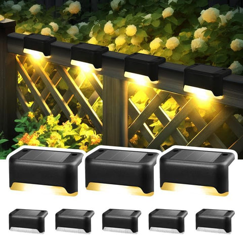 Solpex Solar Deck Lights 8 Pack Solar Step Lights, Outdoor Fence Light Waterproof for Outdoor Stairs, Step, Fence, Yard, Patio, and Pathway(Black,Warm White) [Energy Class A]