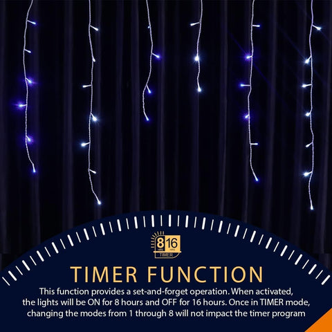 ANSIO® 320 LED Icicle Christmas Lights 11m/35ft – Blue & Cool White Outdoor & Indoor String Lights with 8 Modes, Timer & IP44 - Turn Your Home Into a Wintery Glow