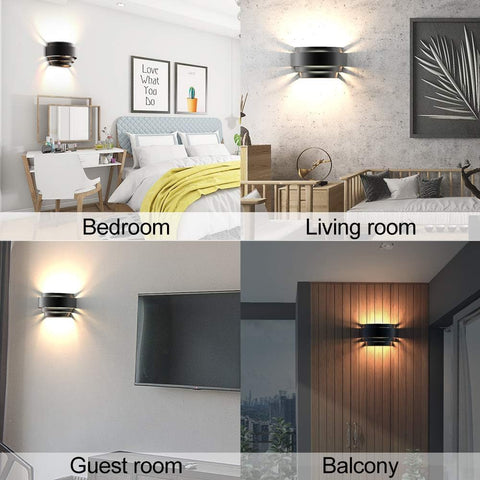 LED Up Down Wall Light Black 7W Warm White