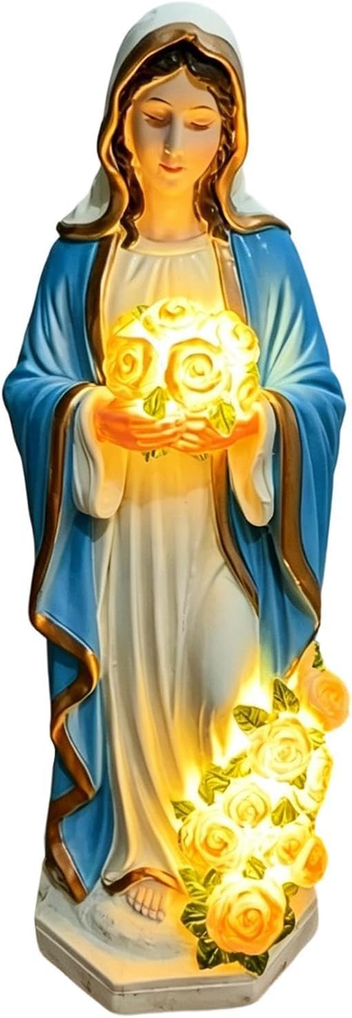 Outdoor Lamp USB Power Powered Virgin Mary Sculpture Lighting