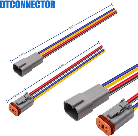 HISports 4-Pin DT Connector Kit, Waterproof DT Electrical Wire Connector 4 Pin Way Sealed Gray Male and Female Auto Waterproof Electrical Wire Connector Plug, for Motorcycle, Scooter, Car, Boats