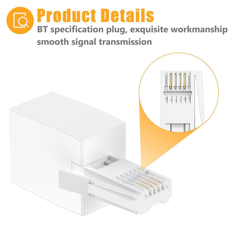 Uvital BT to RJ11 Cable Adapter, British Modular Standard Plug Male to Metric RJ11 Female, 4 Wire Converter (2PCS)