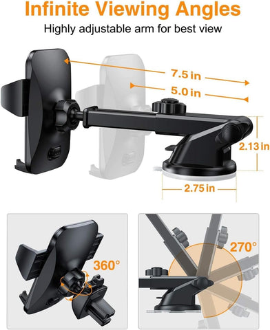 VANMASS Military-Grade Car Phone Holder Mount with 65LBS Suction, Steel Vent Clip, and Patented Stability for iPhone & Samsung