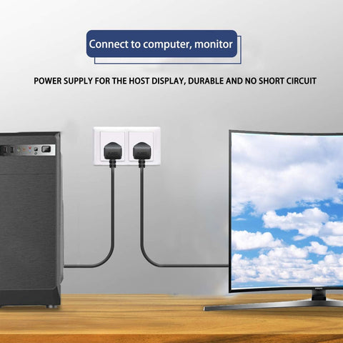 13A Fused 3 Pin Power Cable 1.5m for PC Monitor & TV