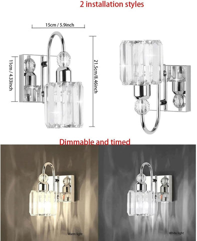 Battery Operated Crystal Wall Sconces with Remote Set of 2