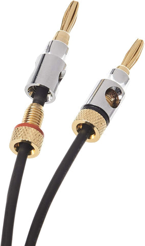 Banana Plug 16AWG Speaker Cable Wire, CL2 Rated with Gold-Plated Banana Tip Plugs (4mm), 99.9% Oxygen-Free, 1.83 m, Gold & Black