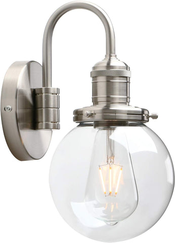 Yosoan Industrial Globe Wall Sconce with Clear Glass Shade