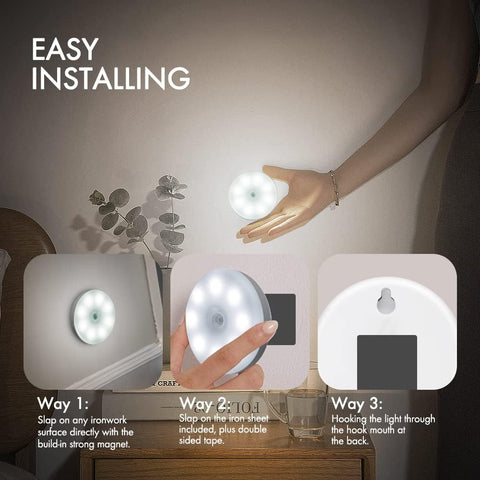 3 Pack Rechargeable Motion Sensor Lights Indoor – Wireless 6000K LED Stair, Hallway & Cupboard Lights - Let Your Lights Come On Before You Reach the Darkest Corner