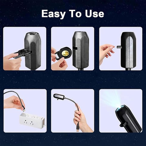 FYKTIK Christmas Projector Lights – Plug & Play HD Christmas Projector with 10 Festive Projection Films, 360° Rotating USB Night Light for Walls & Ceilings, Bedrooms & Parties
