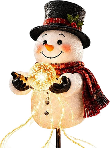 Solar Stake Lights, Snowman Pathway Lamp, Christmas Flowing Snowflake Decor