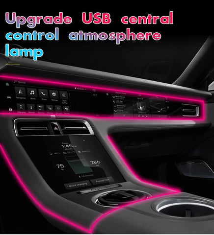 USB Interior Car LED Strip Lights with Music Sync, Multicolor Fiber Optic Ambient Lighting Kit for Dashboard and Console