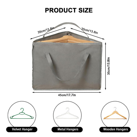 Hbzunt 2 Pack Clothes Hanger Storage Bags, Foldable Oxford Fabric Organisers with Carry Handles for Wardrobe Hanger Storage, Black