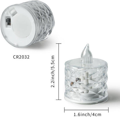 12PCS LED Tea Light Candles, Flameless Crystal Diamond Tealights, Battery Included, Warm White Flickering LED for Wedding, Party & Home Decoration