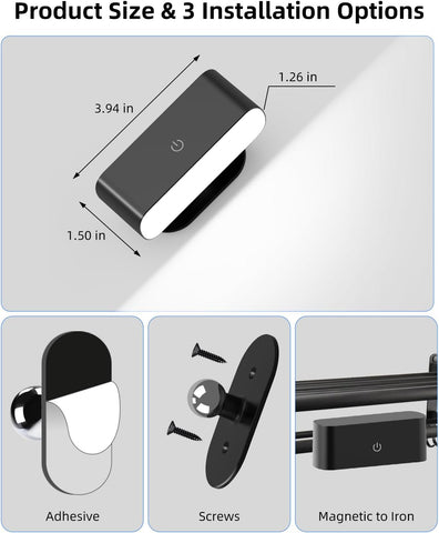 Battery Operated Wall Sconces Set of 2, Rechargeable LED Wall Mounted Light with Remote Control, Stick On Magnetic Wall Lights for Bedroom, 3 Modes Dimmable Bedside Reading Wall Lamps for Bedroom